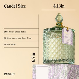 Lavender Vanilla Scented Candles, 14.8oz Large Wooden Wick Candle | Natural Soy Wax, 70H Long Burning | Non Toxic | Clean Burn, Big Candles for Home Scented, Gift for Women & Men