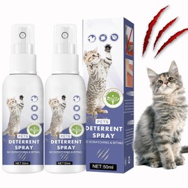 Cat Deterrent Spray - Natural Anti-Scratch & Anti-Chew Formula, Safe for Indoor & Outdoor Use Protect Furniture Plants & Fabrics,Plant-Based Effective Against Scratching & Chewing 3.4 fl.oz