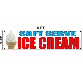 GTKP SOFT SERVE ICE CREAM with cone Banner Sign 2x8 for Shop Store restaurant machine