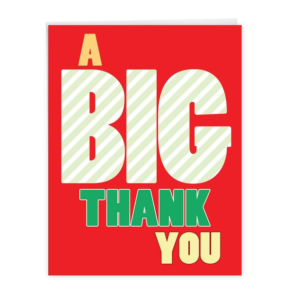 The Best Card Company - Jumbo Thank You Christmas Card (8.5 x 11 Inch) - Big Group Notecard for Happy Holidays, Xmas - Big Thank You J9689XTB