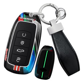 ontto luminous car key fob cover fit for Chery Jaecoo J7 J8 7 Tiggo 8plus 8 5 Plus 7pro Max Omoda 5 C5 Arrizo key holder Metal Smart Shell case keyring keychain auto styling Accessories Black 3
