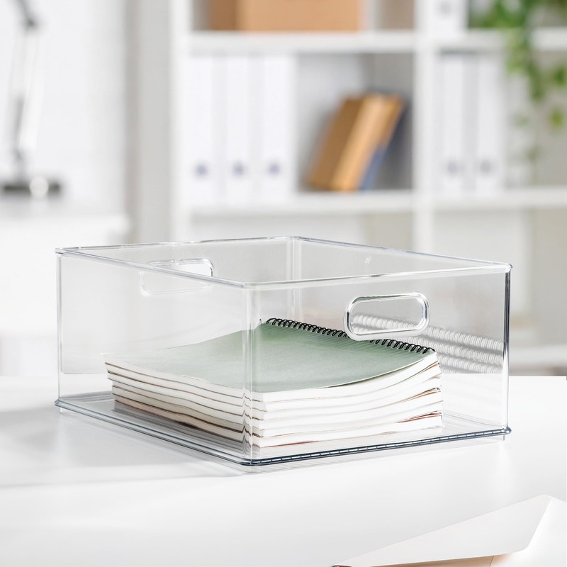 iDesign Recycled Plastic Stackable Storage Bin with Handles - Clear