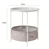 VECELO Round Side/End Table with Fabric Storage Basket，Metal Anti-Rust and