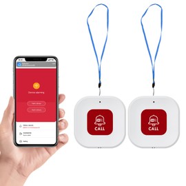 OOCOME 2PCS Wifi Elderly Panic Call Button Alarm, Home Emergency Pager Alert System for Seniors/Patient/Handicapped/Kids, Smart SOS Wireless Caregiver Life Alert, APP Monitoring, No Monthly Fee (2)