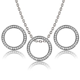 aliba Earrings Necklace, Women's Pendant, Birthday Gift, Popular Brand, High-Quality Zirconia, Adjustable, 15.7 - 17.7 inches (40 - 45 cm), Platinum Coating, Platinum