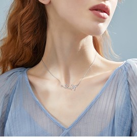 ONEFINITY Airplane Necklace 925 Sterling Silver Heart Airplane Pendant Airplane Jewellery Valentine's Day Gifts For Women