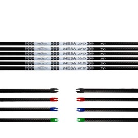 White Water Archery Mesa 3K Carbon Weave Arrow Shafts .204 6PC Pack Choose Spine Knock Color Inserts (350 Spine, 50 Grain SS, Black)