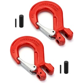 QWORK Clevis Slip Hook with Latch, 2 Pack, 1/2", 6940 lbs Load Limit, Grade 80 Drop Forged Alloy Steel