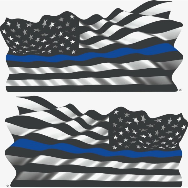 AE Blue Stripe Waving USA America Flag RV Graphics Decals