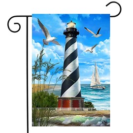 Briarwood Lane Hatteras Lighthouse Summer Garden Flag Nautical Sailboat 12.5" x 18"