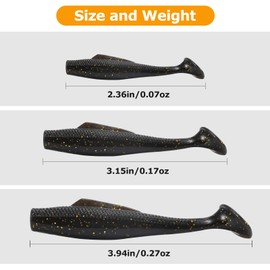 Goture Soft Fishing Lures jig Heads, Saltwater Freshwater Minnow Fishing Bait T Tail with jig Head, Fishing Lure Swim Shad Baits for Bass Fishing 36Pcs