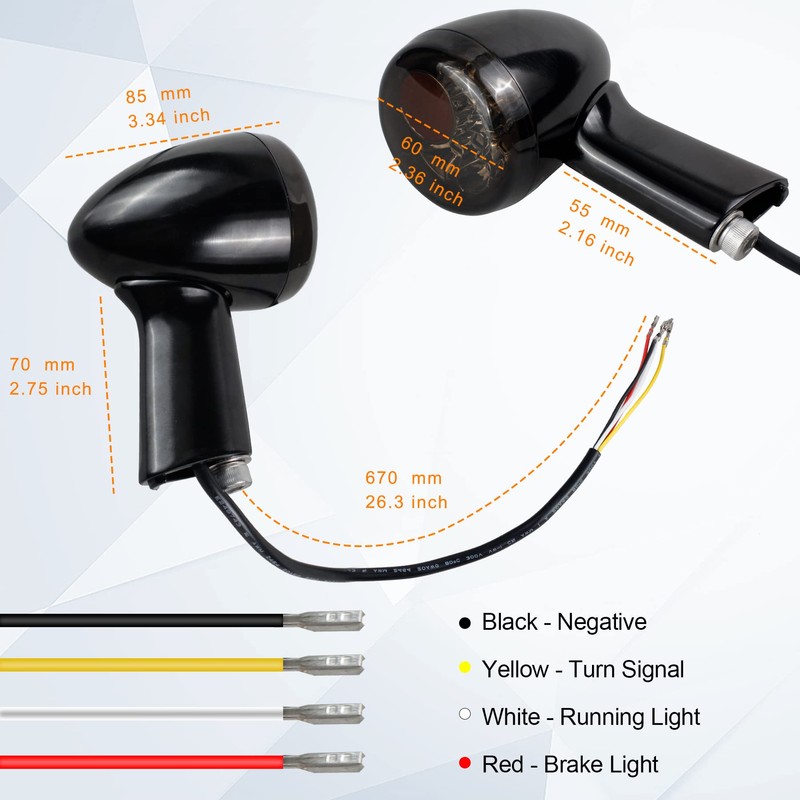 NTHREEAUTO Smoked Bullet LED Rear Turn Signals Integrated Brake Running