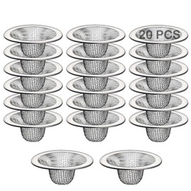 20Pcs Small Drain Mesh Basket, 2.125'' Bathroom Sink Drain Strainer Screen Mesh Sink Strainer Hair Catcher Drain Filter Cover for Bathtub Lavatory RV Laundry Shower Floor Utility Sink Drain