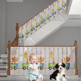 Vomurra Balcony Safety Net for Kids,31.5'' X 79'' Child Safety Net Magic Safety Gate for Kids, Pets, Toys Banister Stair Mesh Baby Proofing Balcony Banister Stair Net Indoor and Outdoor