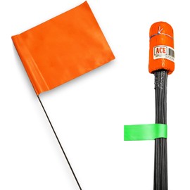 Orange Marking Flags 100 Pack - 4x5x21 Inch Orange Flags for Yard - Markers For Lawn, Irrigation, Landscaping, Survey & Sprinkler Head Marking