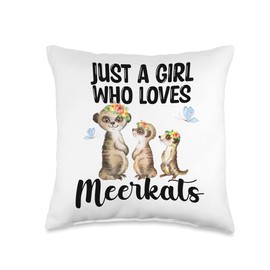 Just A Girl Who Loves Meerkats Meerkat Gift Hawaiian Flower Throw Pillow