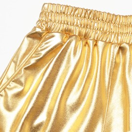 Gymnastics Shorts for Girls Gold Metallic Shorts Shiny Festival Dance Outfit 12