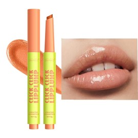 Bálsamo Labial Sólido Hidratante Bálsamo Labial Larga Duración Hydrating Lip Gloss & Balm Hybrid with Peptides, Click Lip Balm para Plumps & Moisturizes Labios Secos Agrietados (08#)
