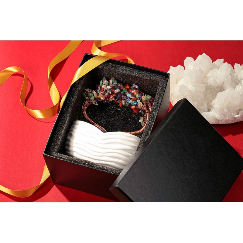 Jovivi Natural Crystal Heart Money Tree Healing Gemstone Bonsai Tree