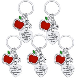 5PCs Teacher Keychains Teacher Appreciation Gifts Teacher Gift Thank You Keychains Graduation Gift For Teachers (A Great Teacher)