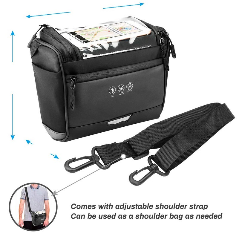 CestMall 3.5L Bicycle Handlebar Bag with Removable Shoulder Strap Bicycle