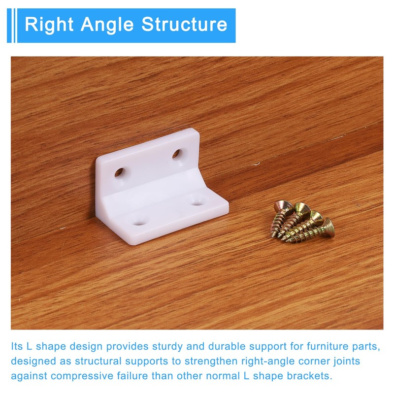 sourcing map 8Pcs 90 Degree Plastic Corner Braces, 22x38x22mm Nylon
