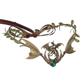 PartyforU Elfenblumenkrone mit Drachenmond für Cosplay, Bronze Elfen Kopfschmuck für Renaissance Feenkostüm Damen