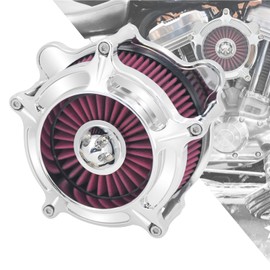 HDBUBALUS Motorcycle CNC Spike Air Cleaner Air Filter Intake System Filter (C-For Touring Trike 08-16, Softail 16-17,Dyna 17)