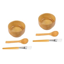 FOMIYES Sets Mini Cosmetic Tool Sets Bamboo Mixing Bowl Brush Face Mask Mixing Bowl for Clay Masks Peels Serums Body Butter Gentle Reusable for Travel Pcs