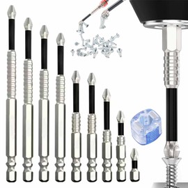 High Magnetic Screwdriver Drill Bit Set - With Magnetizer K5 Impact Resistant Non Slip Bit, Universal Anti-Slip Magnetic Electric Screwdriver Set, 25 50 65 70 75 90 100 120 150mm (9Pcs)