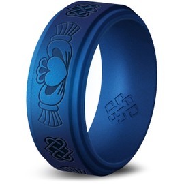 Knot Theory Claddagh - Anillo de silicona para hombre, de 9 mm, transpirable, ajuste cómodo, Size 14 ~ 14.5, Silicona, Sin piedras preciosas