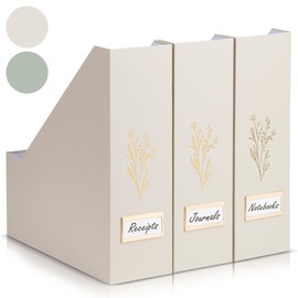 ZICOTO Beautiful Magazine Holder Set Of 3 - Sturdy File Holder to Organize Your Desk Or Shelves - The Perfect Office Storage to Effortlessly Organize Your Paperwork/Files, Magazines, Books Or Binders