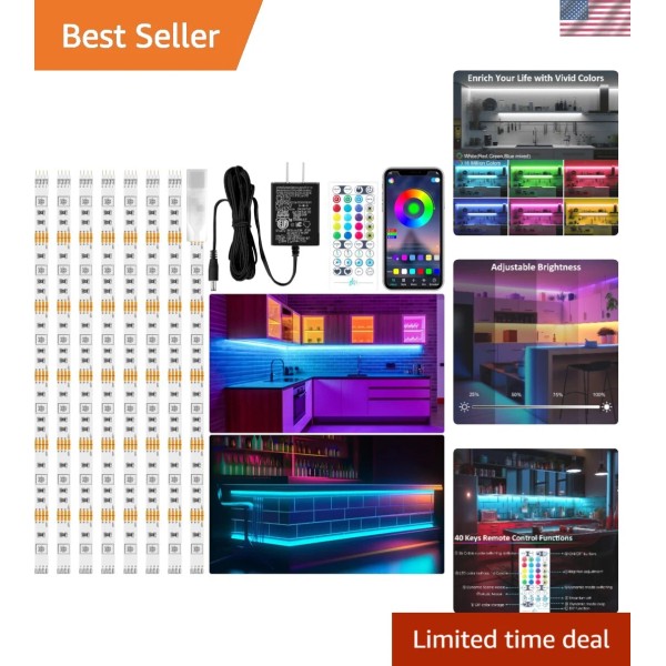 Smart RGB LED Strip Lighting - 8 Piece Kit with