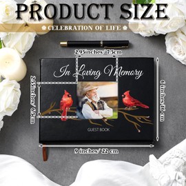 Yingzhao Memorial Funeral Guest Book with Pen 144 Pages Cardinal Funeral Guest Book for Memorial Service Celebration of Life Party Supplies in Loving Memory Guest Sign in Book(Cardinal)