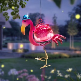 Vbioa - Luces solares colgantes de flamenco LED impermeables alimentadas para decoración de jardín al aire última intervensión, decoración única para hermana, cumpleaños, jardinería regalos para mamá