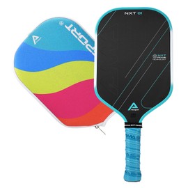 AMA SPORT Carbon Fiber Pickleball Paddles USAPA Approved 16mm Pickleball Paddle Friction Textured Surface Thermoformed Pickleball Racket with Propulsion PP Honeycomb Core (NXT 01-Cyan)