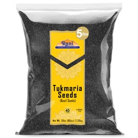 Rani Tukmaria (Holy Basil Seeds) 80oz (5lbs) 2.27kg Used for Falooda / Sabja Dessert, Spice & Ayurveda Herbal ~ All Natural | Gluten Friendly | NON-GMO | Kosher | Vegan | Indian Origin