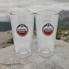 Amstel Light 24 K Gold Rimmed Pint Glass | Set of 2 Glasses