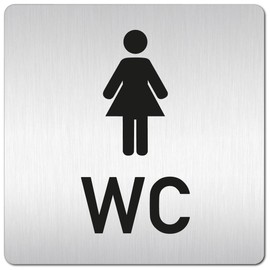 Türschilder24 XXL Door Sign 125 x 125 mm Women + Toilet 1.5 mm Aluminium Solid Material 100% Made in Germany