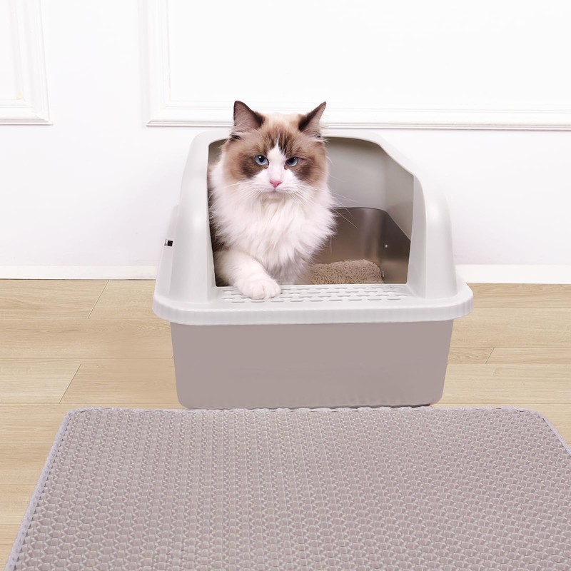 Henkelion Stainless Steel Cat Litter Box with Lid, 20" L