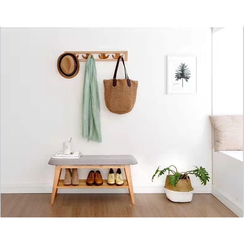 SOBIBO Bamboo Shoe Bench, Entryway Bench, 2 Tier Shoe Rack