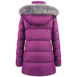 CREATMO US Women's Winter Jacket Water Repellent Fur Parka Puffer Long Hooded Coats Purple L