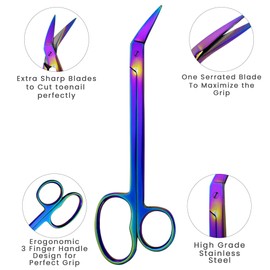 Long Handled Toenail Clippers for Thick Nails, 7.5" Angled Tip Long Handled Nail Scissors for Toenails, Heavy Duty Long Handled Toenail Scissors for Thick Nails, Podiatry Tools for Elderly, Back Pain