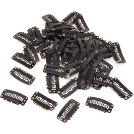 Perückenklammern, U-Form, mit weichem Gummi, 6 Zähne, Edelstahl, für Haarverlängerungen, 32 mm, Schwarz, 60 Stück