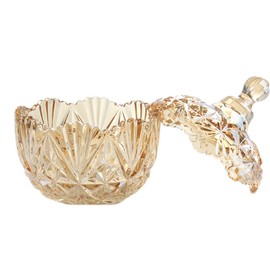 SOCOSY Royal Embossed Glass Candy Jar with Lid Jewelry Box Wedding Candy Buffet Jar Kitchen Storage Jar