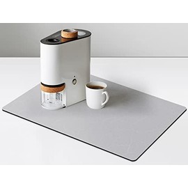 Coffee Maker Mat for Countertops, Coffee Bar Accessories Fit Under Coffee Machine Mat 19inx12in-Rubber Backed Coffee pots - table mat Under Appliance, Coffee Dish Drying Mat, Grey for Kitchen Counter