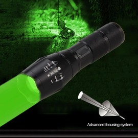 LUXJUMPER Green LED Flashlight One Mode Long Range Light LED Flashlights Super Bright Tactical Flashlight with Zoomable Waterproof Handheld Light for Hunting Coyote Varmint Predator Rifle