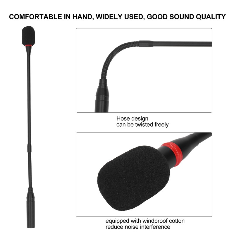 Gooseneck Microphone 17.7in Flexible Noise Reduction Gooseneck Plug in Microphone