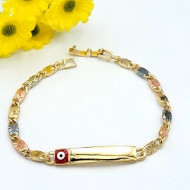 JEYFEL XOIA PREMIUM Beautiful Tri Color Gold Plated Mariner Star Link Chain ID Plate Eye Bracelet