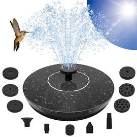 Solar Fountain Pump, Garden Bird Bath Solar Water Fountain Feature 1.5W Powered Pump Outdoor Waterfalls Freestanding with 8 Nozzles for Pond Pool Backyard Decor